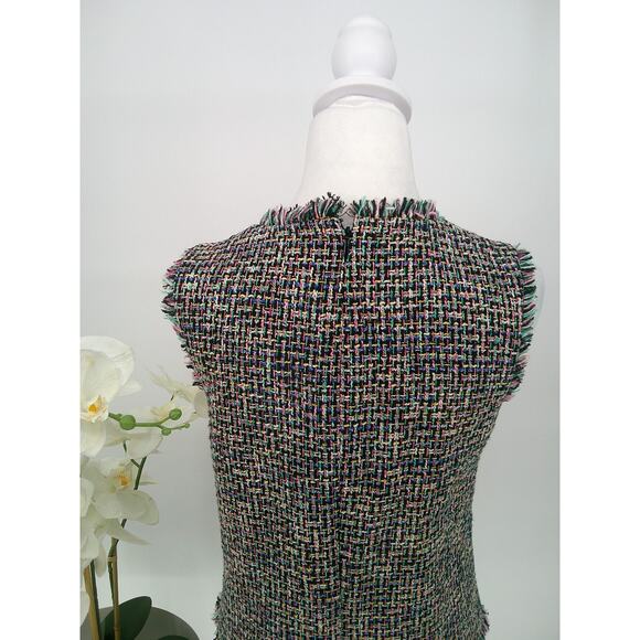 J.Crew Womens Multicolor Tweed V-Neck Fringe Trim and Pockets Shift Dress Size 6 - Picture 6 of 11